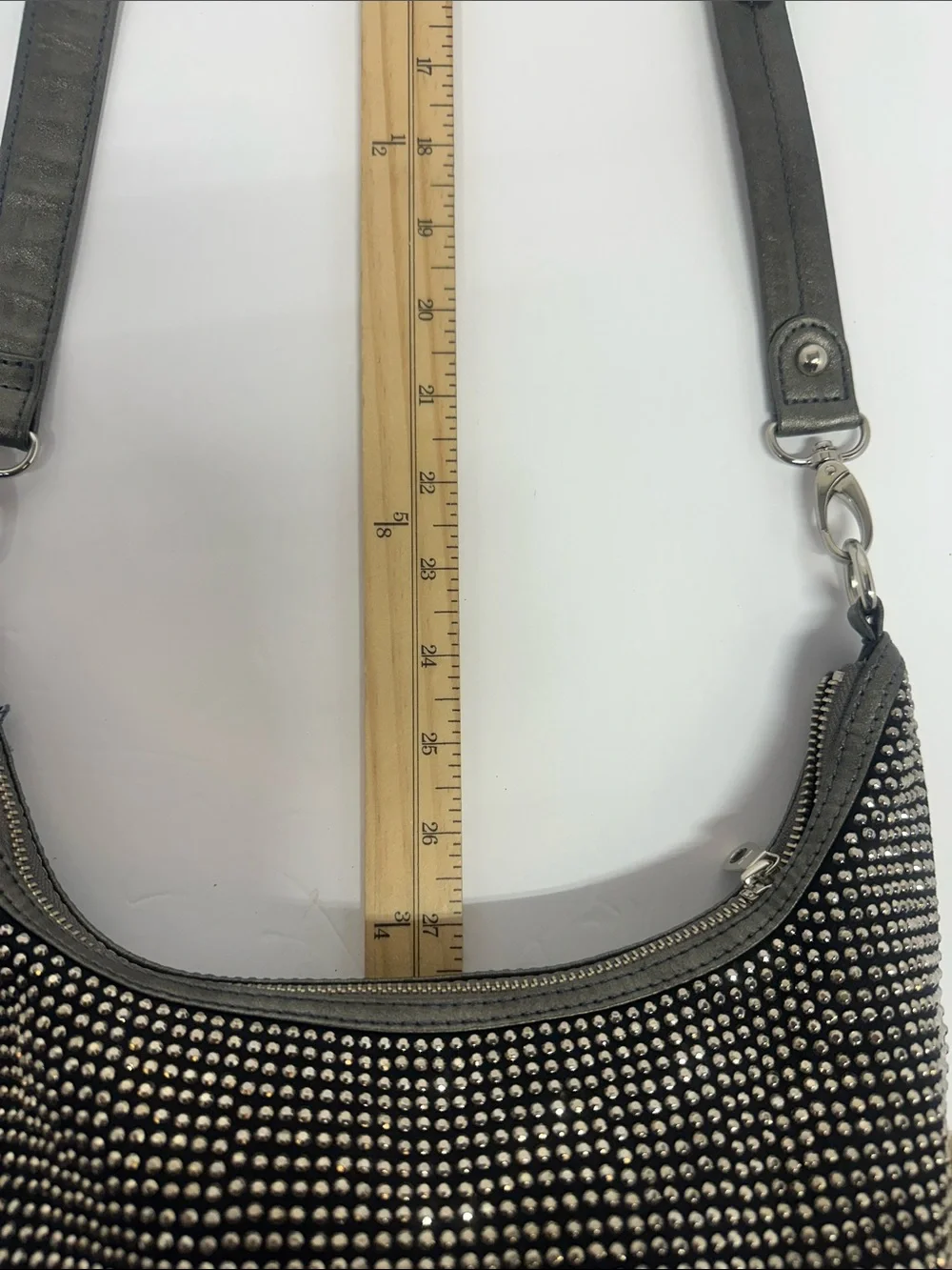 Embellished Black Shoulder Bag with Silver Stud Accents